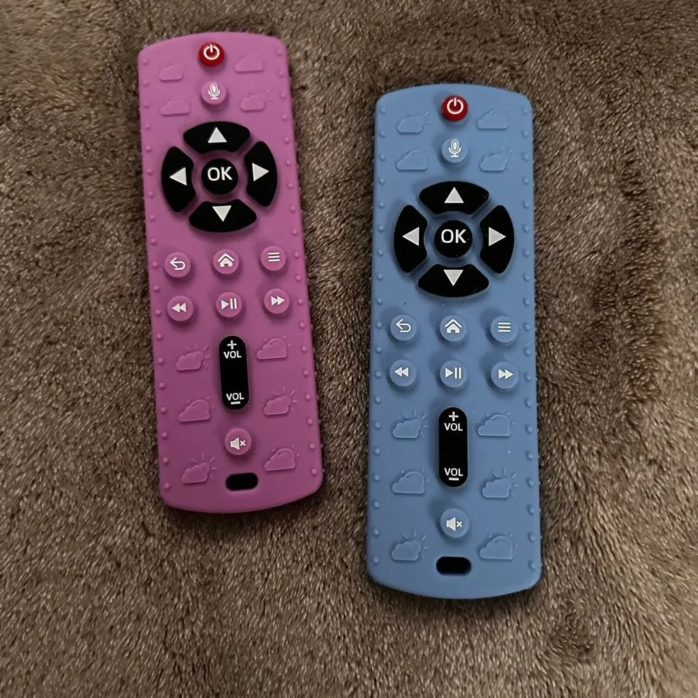 TV Remote Control Shape Teething Toy Educational Safe Bright Color Chew Sensory